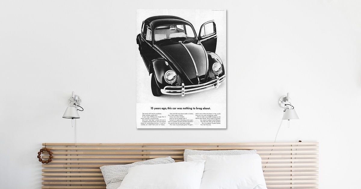 Ads VW beetle 1962 by Jaap Ros on canvas, poster, wallpaper and more